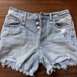 we the free size high waisted distressed jean shorts sz 24/00 cut offs button up